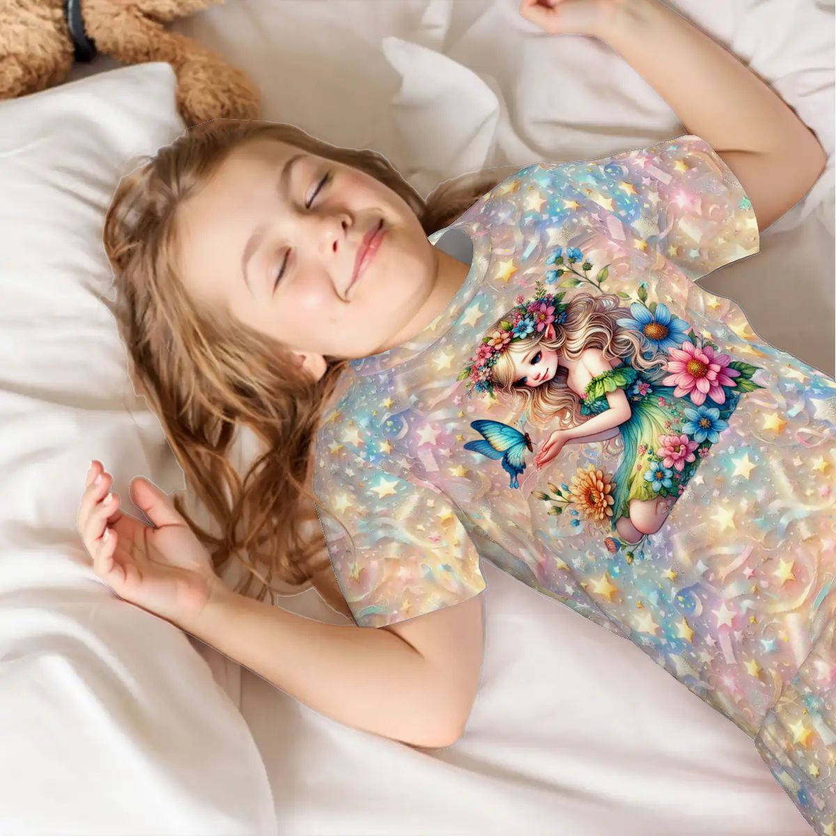 Children’s 2 Piece Short Pajama Set, Rainbow Fairy