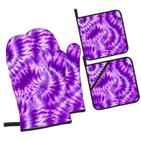 19 Tie Dye Designs, Set of 4 Oven Mitts and Pot Holders