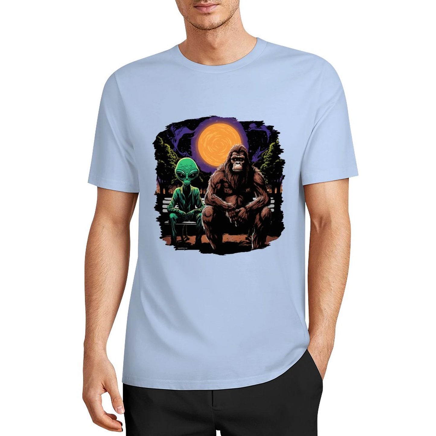 Bigfoot - Sasquatch & Alien Short Sleeve Cotton T-Shirt