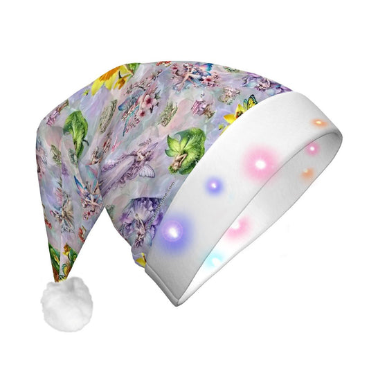 6 Fairy Designs, Adult Plush Santa Hat with Light