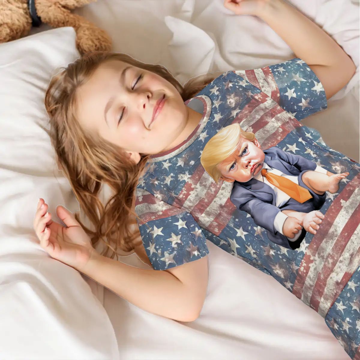 Children’s 2 Piece Short Pajama Set - Baby Donald Trump