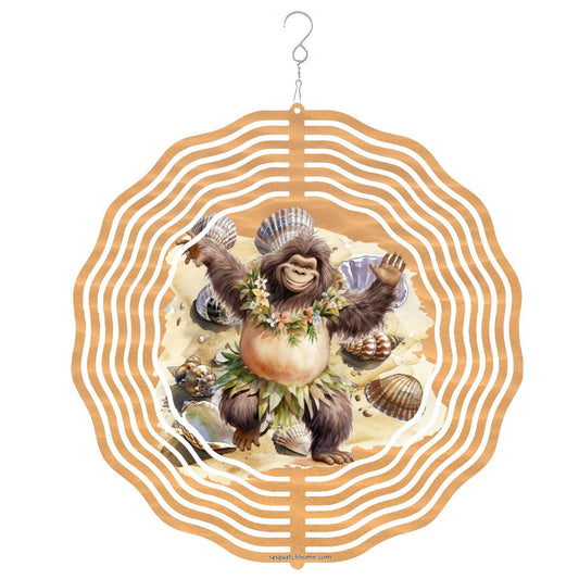 Houla Dancer Bigfoot, Sasquatch, US Made Hanging Metal 3D Wind Spinner, Ornament