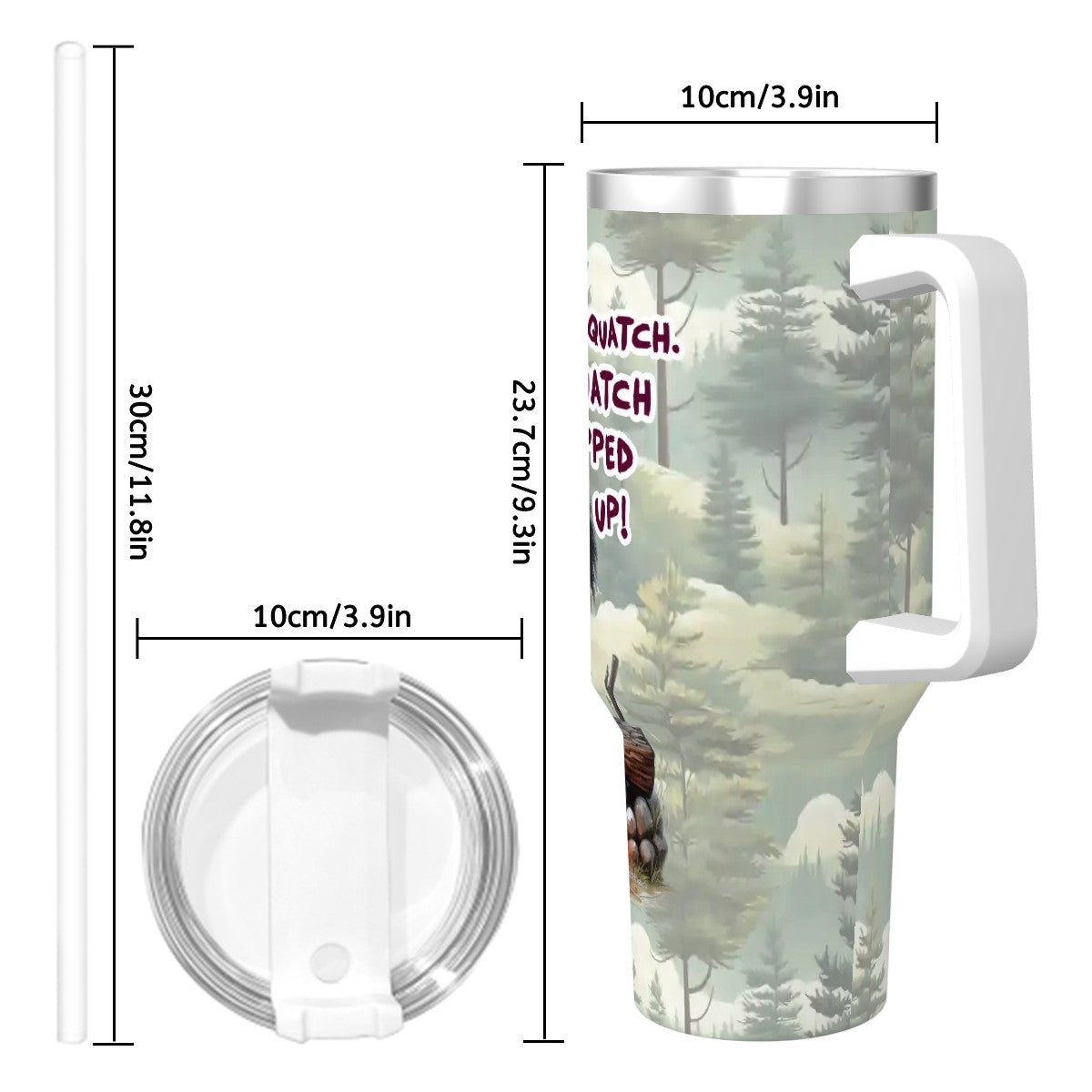 Sarcastic Sasquatch 40 oz Stainless Steel Travel Coffee Mug with a Straw, Bigfoot