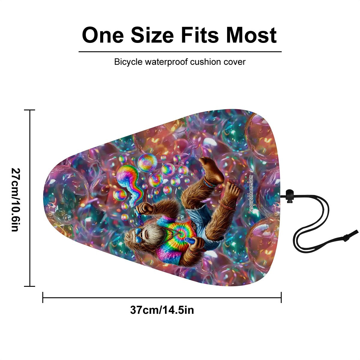 Hippie Bigfoot / Sasquatch Blowing Bubbles, Waterproof Bike Seat Cover