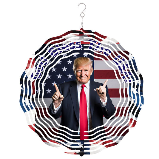 Donald Trump, US Made Hanging Metal 3D Wind Spinner, Ornament
