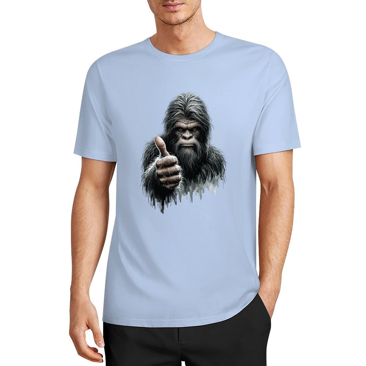 Bigfoot - Sasquatch Thumbs Up Short Sleeve Cotton T-Shirt