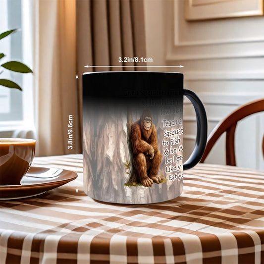 Sarcastic Sasquatch, "Give Squatch a Fish" Color Changing 11oz Mug, Color Changing 11oz Mug, Coffee Cup