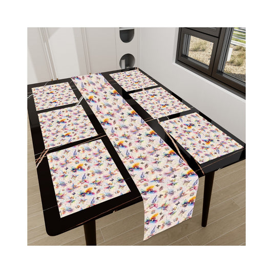 6 Fairy Designs, Table Runner Placemat Set 7 Pieces