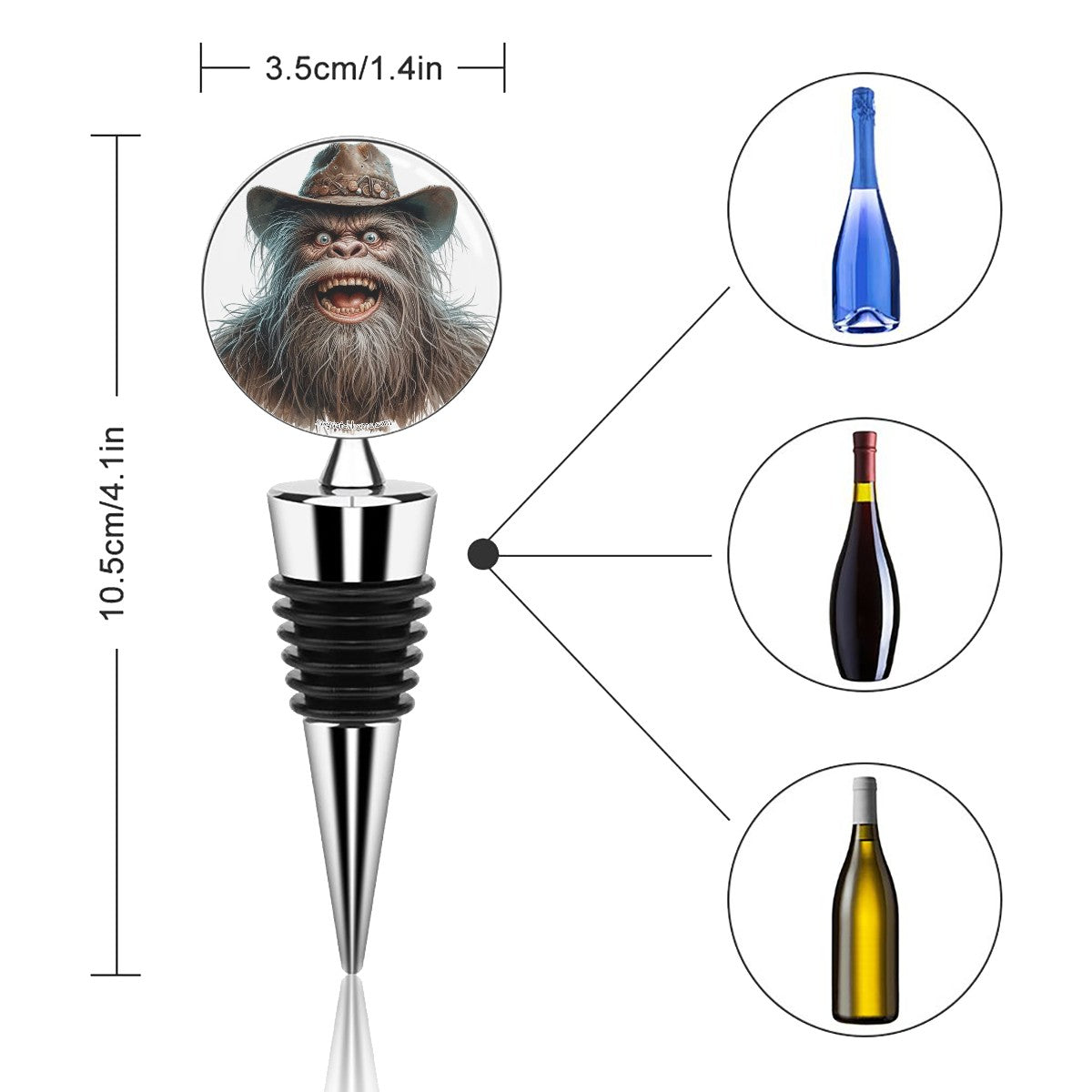 Redneck Bigfoot Sasquatch, Wine Bottle Stopper