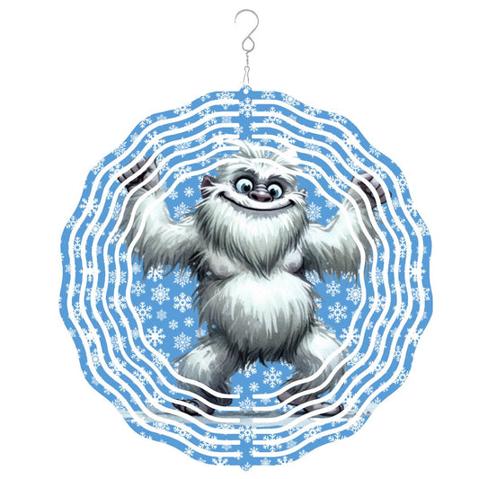 Dancing Yeti, US Made Hanging Metal 3D Wind Spinner, Ornament