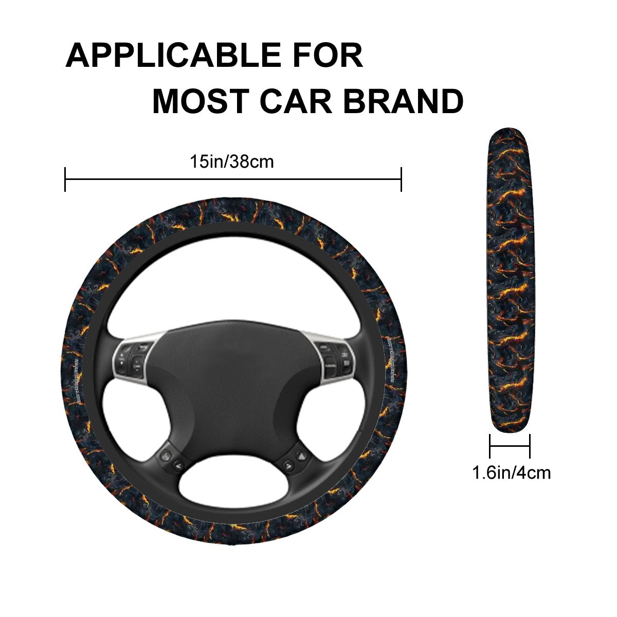 Hot Lava, Rugged Auto Steering Wheel Cover - 15"