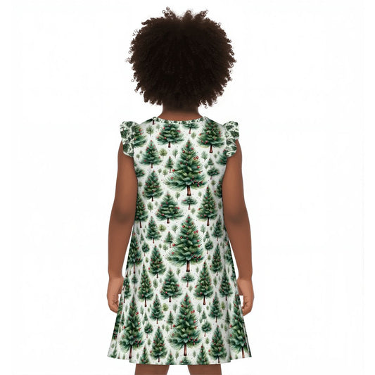 Sasquatch Santa and Girl, Girl's Flutter Sleeve Nightgown