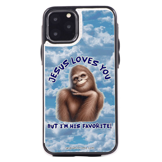 iPhone 11 Pro Bigfoot, Sasquatch Cell Phone Flip Wallet Case - "Jesus loves you..."