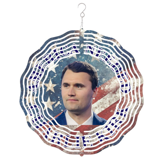 Charlie Kirk, US Made Hanging Metal 3D Wind Spinner, Ornament