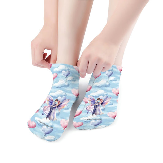 Fairies on Clouds, 8” Poly Ankle Socks