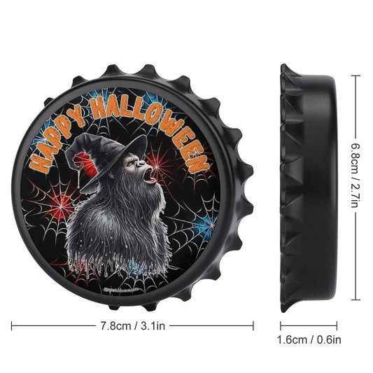 Bigfoot / Sasquatch "Happy Halloween", 3” Magnetic Can Opener / Coaster / Fridge Decor