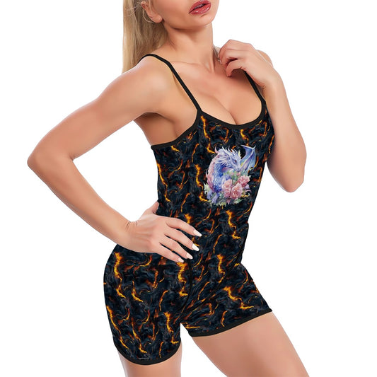 Purple Dragon, Polyester Spandex Yoga Exercise Jumpsuit