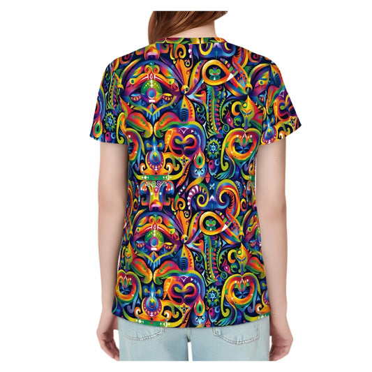 Hippie Bigfoot, Sasquatch, Women’s Polyester Short Sleeve T-Shirt