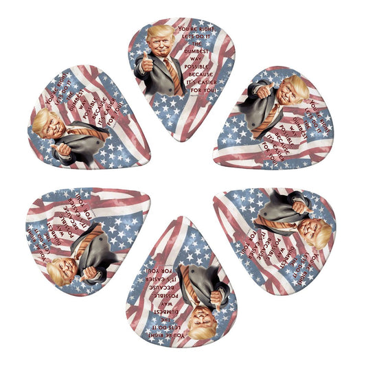 6 Guitar Picks with Keychain Snap Case- Donald Trump "You're right..." – 3 Thicknesses