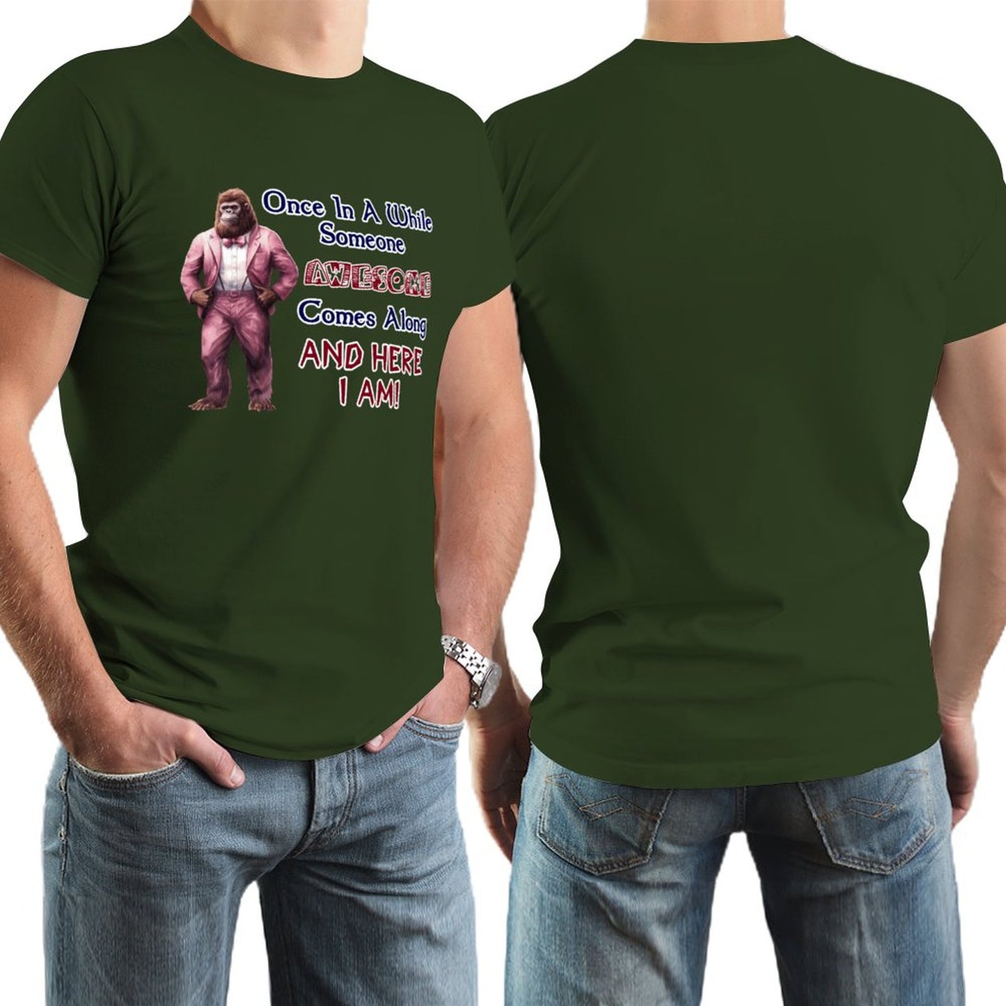 Sasquatch, Bigfoot "Once is a while...", Cotton Short Sleeve T-shirt