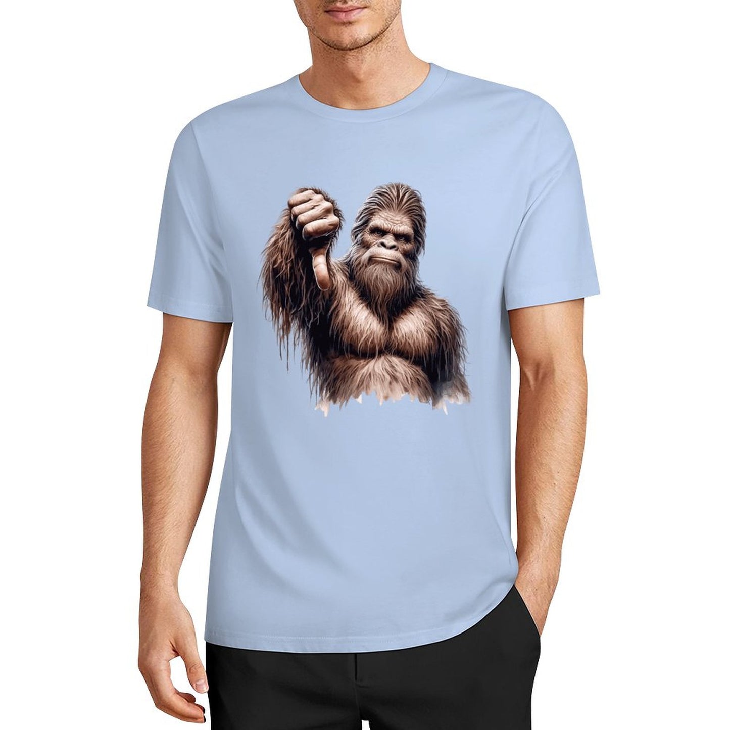 Bigfoot - Sasquatch Thumb Down Short Sleeve Cotton T-Shirt