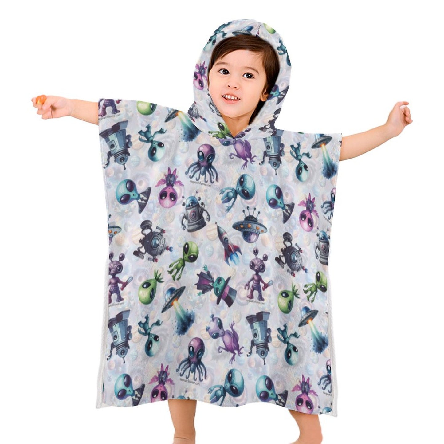Aliens - Hooded Terry Cloth Pullover Towel for Kids, Children