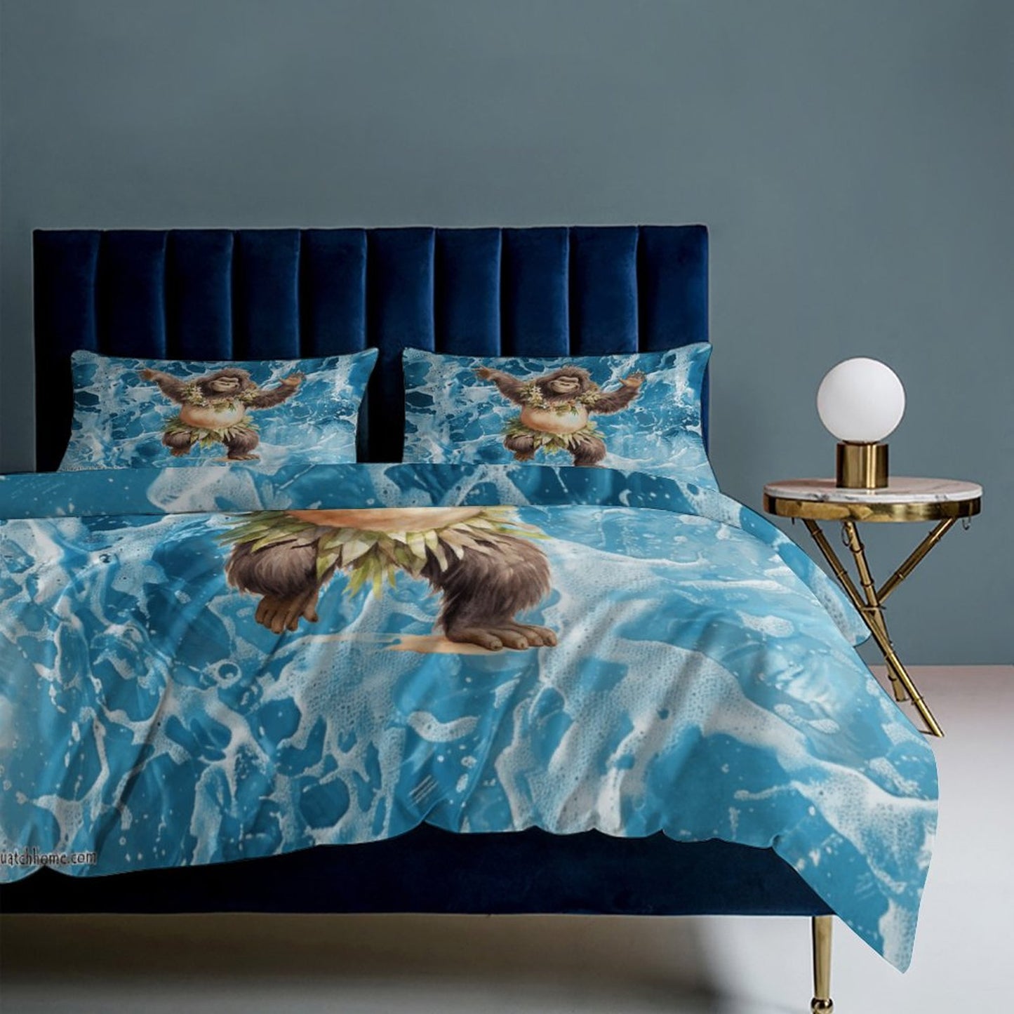 Sasquatch Hula On the Beach 3-Piece Bedding Set-102"x90"/ 259x229cm (Dual-sided Printing)