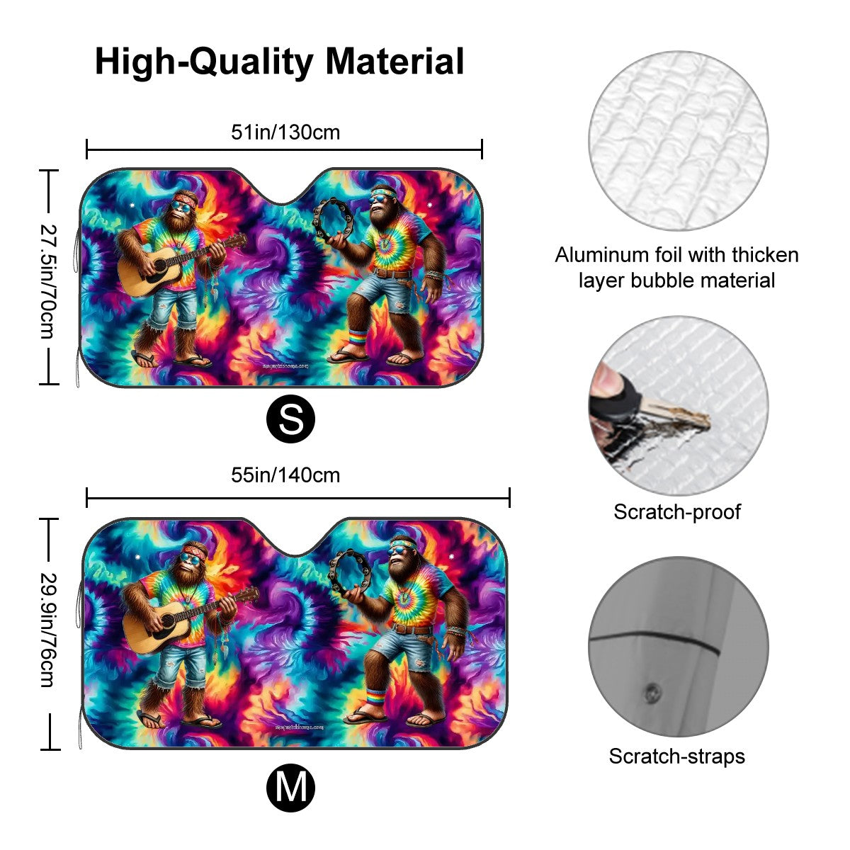 Hippie Bigfoot / Sasquatch Music, Auto Car Windshield Sun Shade