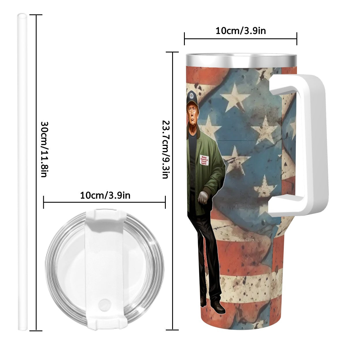 Trump "They Call You Trash" Themed 40 oz Travel Coffee Mug with a Straw
