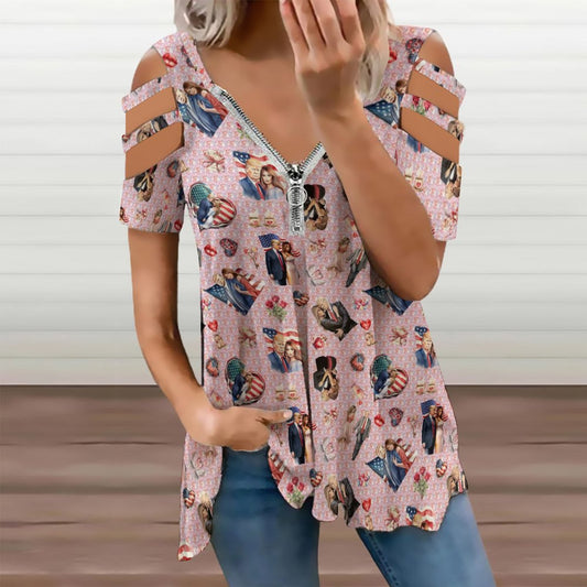 Donald Trump Themed Women's Zipper T-Shirts