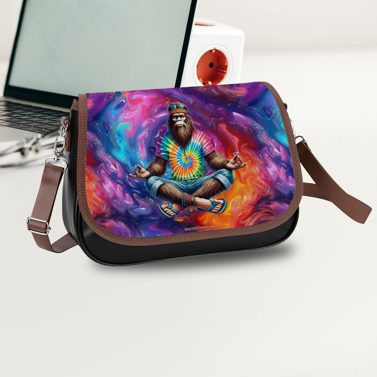 Bigfoot / Sasquatch Yoga, Leather Shoulder Bag / Purse