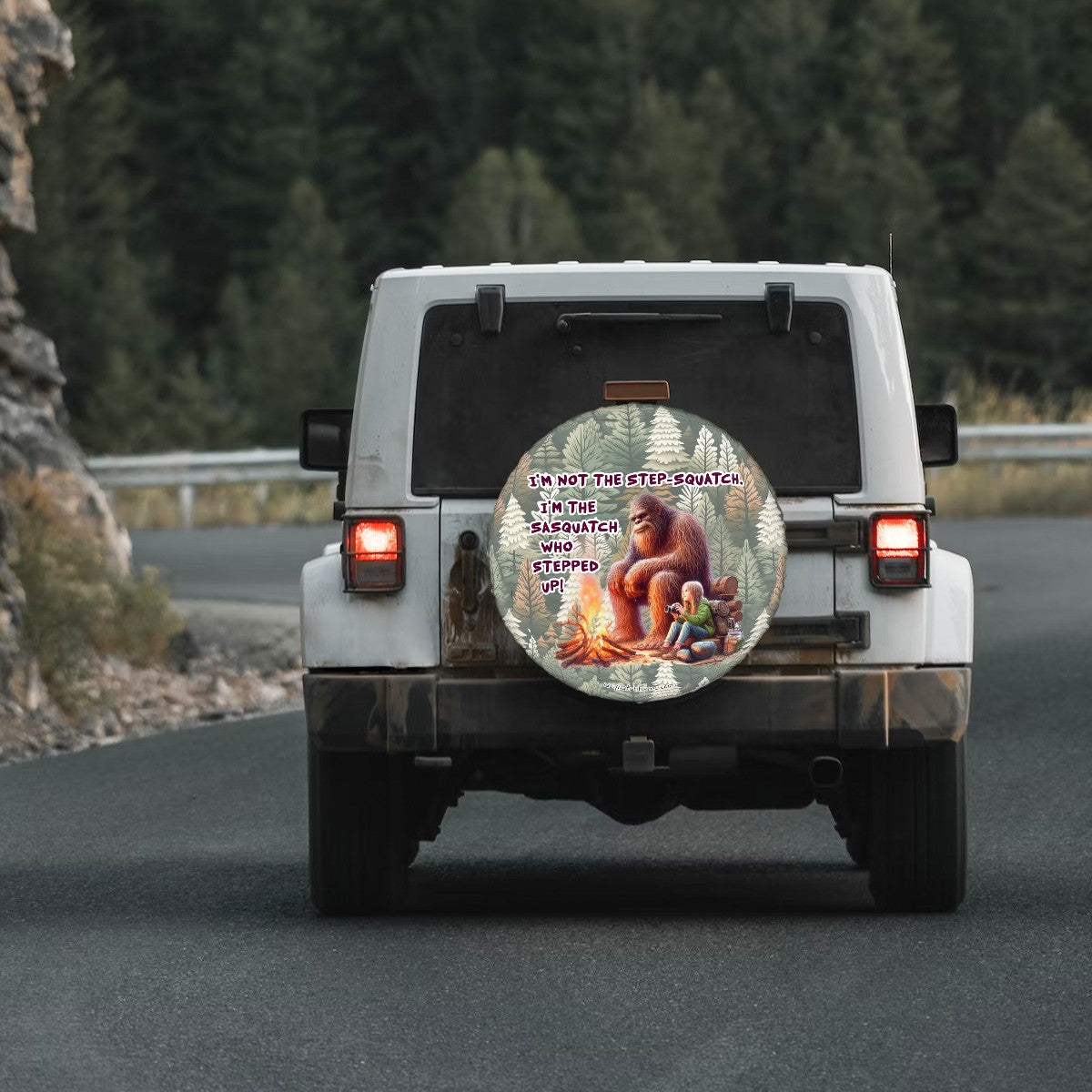 Step Up Sasquatch Bigfoot Tire Cover - Protect Your Spare with Style