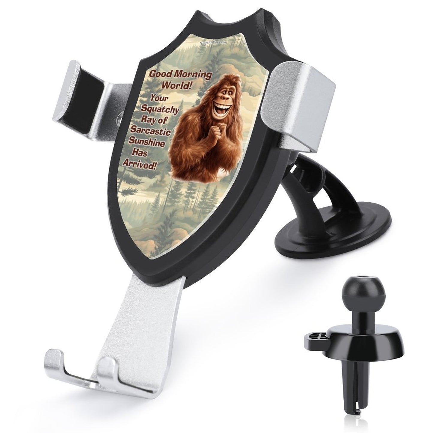 Bigfoot / Sasquatch "Good Morning World" Car Mount Mobile Phone Holder