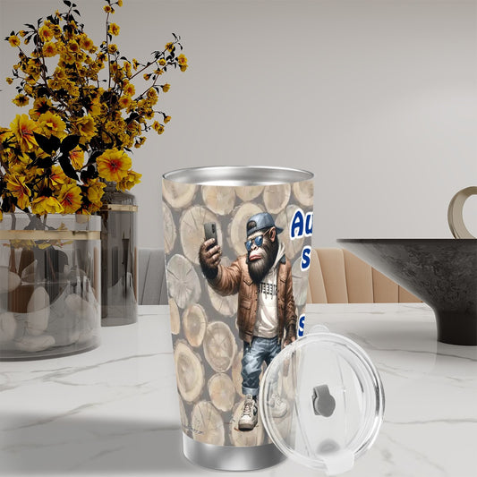 Sasquatch "Autocorrect", Themed 40 oz Travel Coffee Mug with a Straw