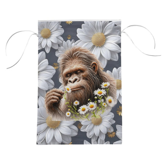 Sasquatch "Smell the Flowers" Flag in garden (1 Pic on 2 Sides)-12"x18"