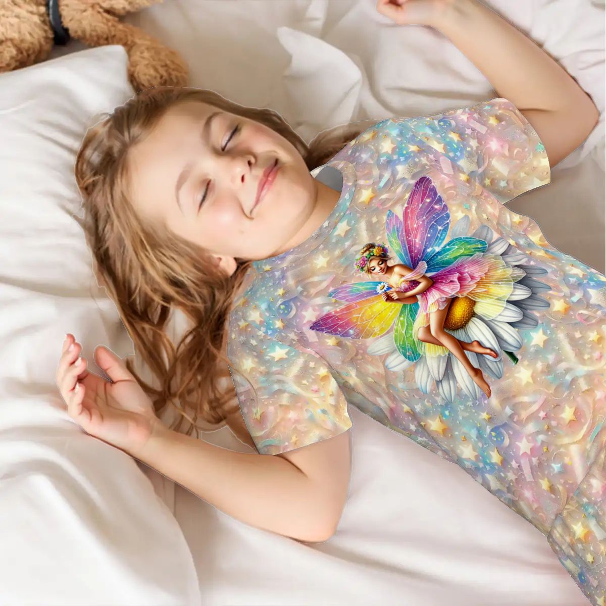 Children’s 2 Piece Short Pajama Set, Rainbow Fairy