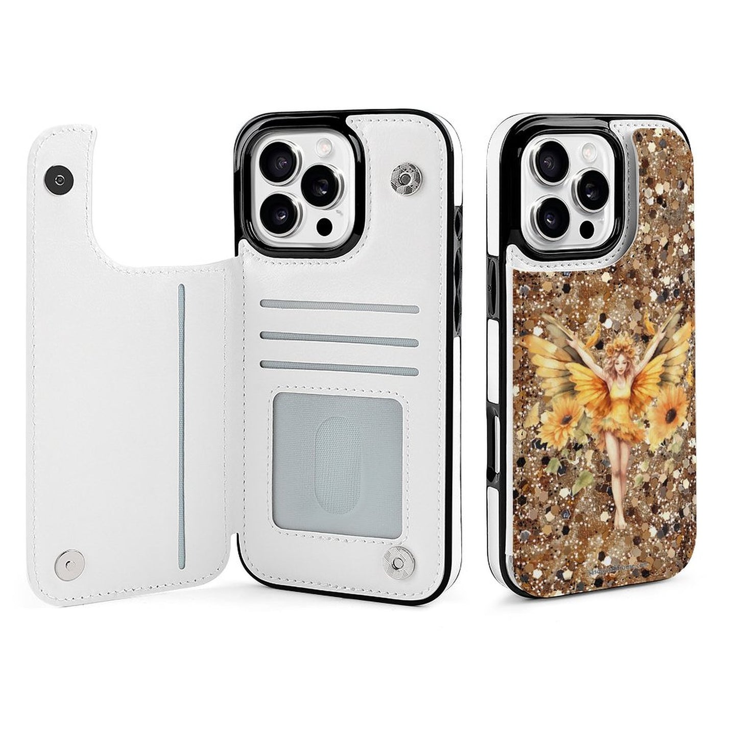 Sunflower Fairy, iPhone 16 Faux Leather Wallet Case