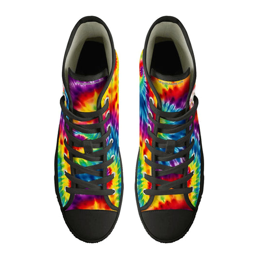 Unicorn on Tie Dye, Women’s High Top Canvas Shoes