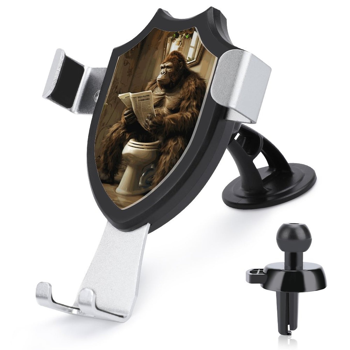 Bigfoot On Toilet Car Mount Mobile Phone Holder