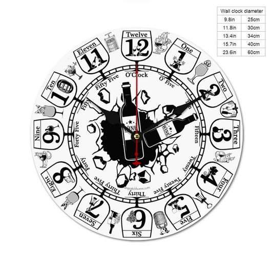 a Wine Lovers Wooden Wall Clock without Scale