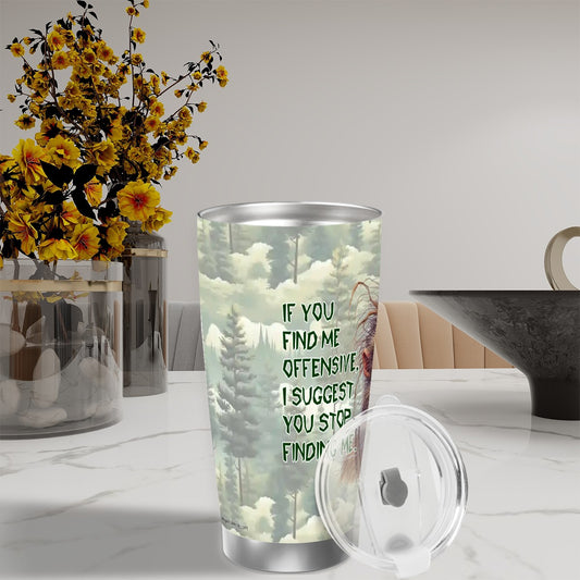 Sasquatch "Offensive", Themed 40 oz Travel Coffee Mug with a Straw