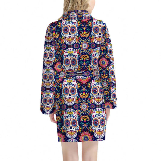 Day of the Dead Skulls, Women’s Bath Robe 33.5” Long