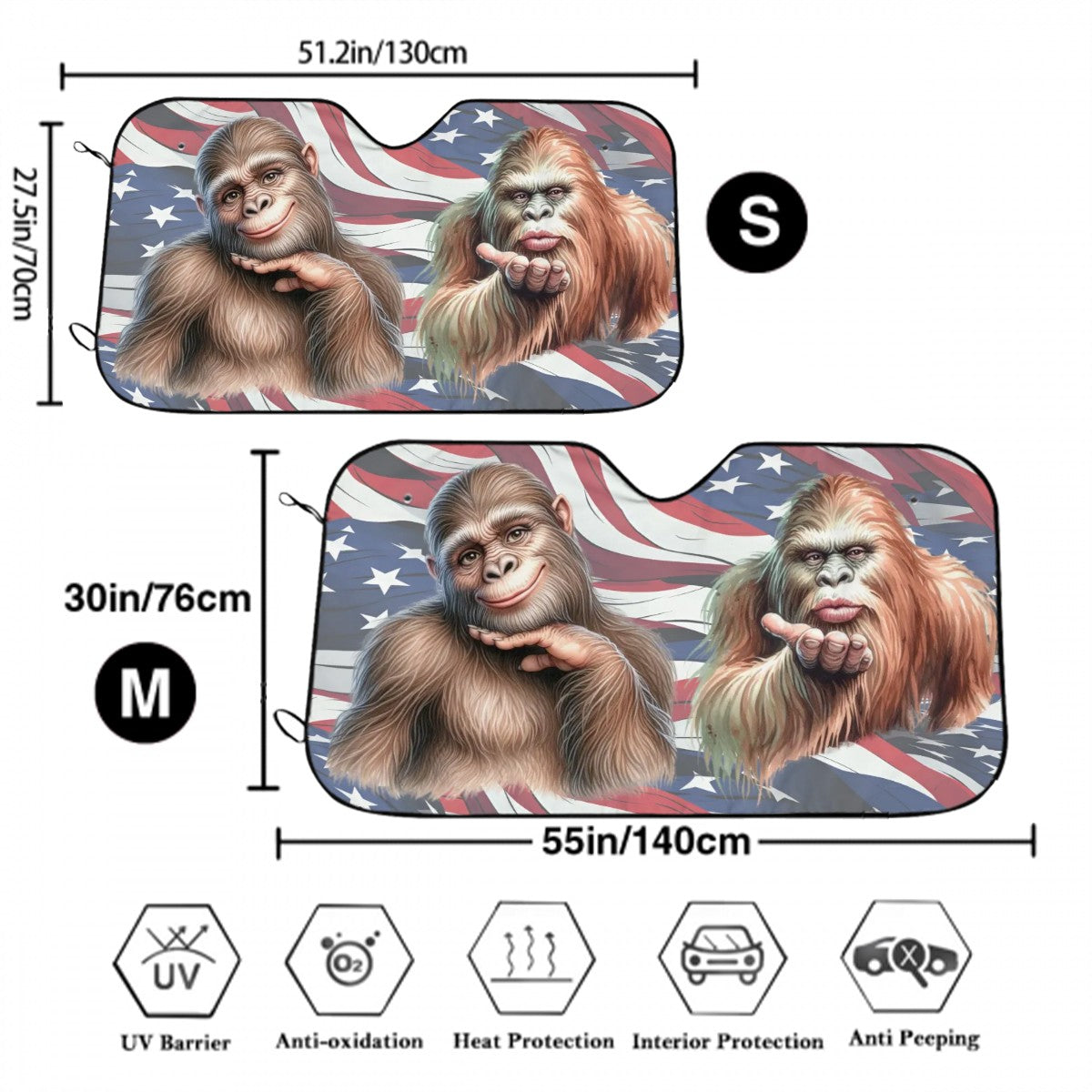 Sasquatch His Hers Windshield Sun Shades for Car