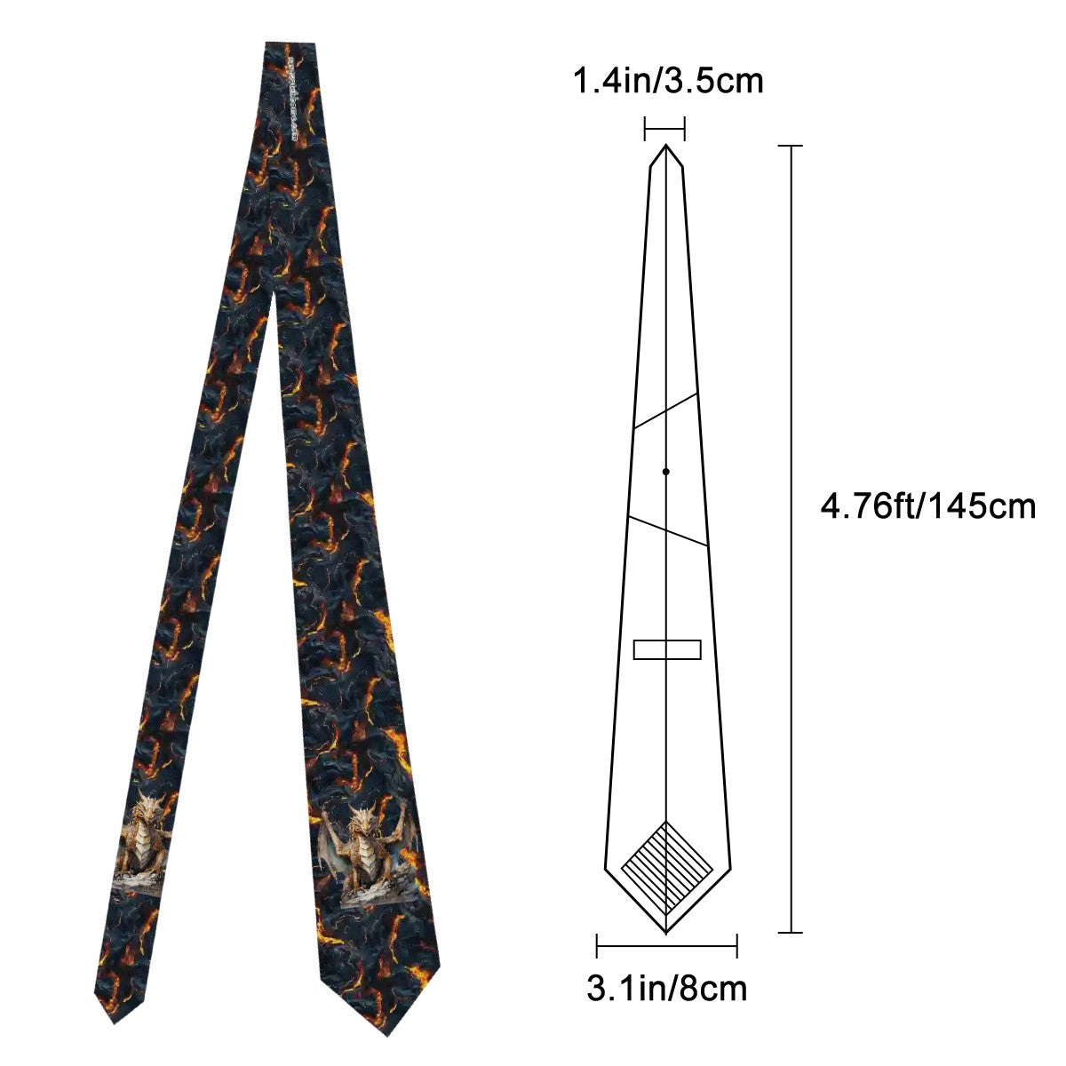 Dragon & Lava, Silky Polyester Dapper Neck Tie