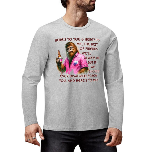 Bigfoot - Sasquatch "Here's To You..", Cotton Unisex Long Sleeve T-shirt