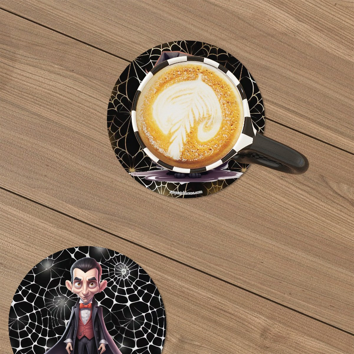 Spooky Halloween Theme, 6 Ceramic Coasters w metal stand