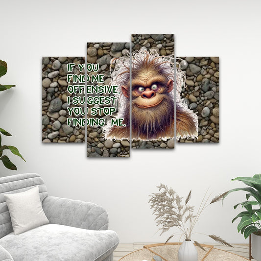 Sarcastic Sasquatch / Bigfoot 4 Panels Canvas Prints Wall Art (Set C)