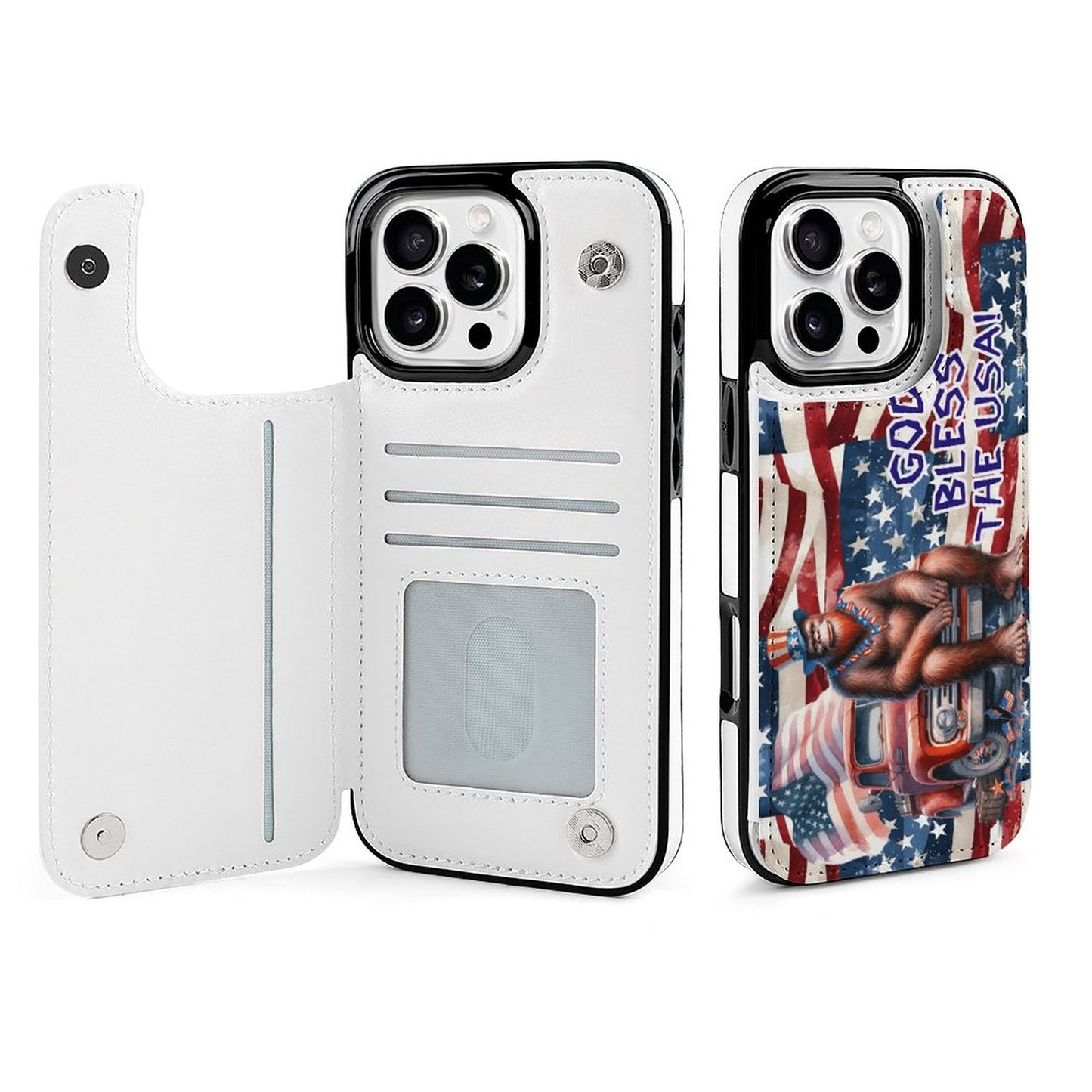 Patriotic Sasquatch / Bigfoot, iPhone 16 Faux Leather Wallet Case