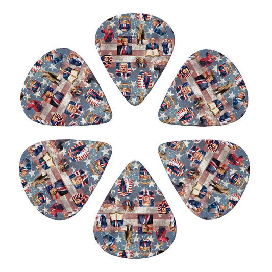 6 Guitar Picks with Keychain Snap Case - 20 Donald Trump Designs – 3 Thicknesses