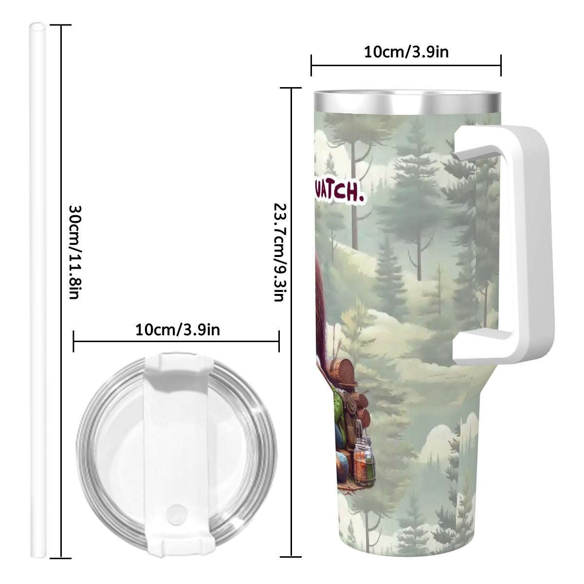 Sarcastic Sasquatch / Bigfoot 40 oz Stainless Steel Travel Coffee Mug with a Straw